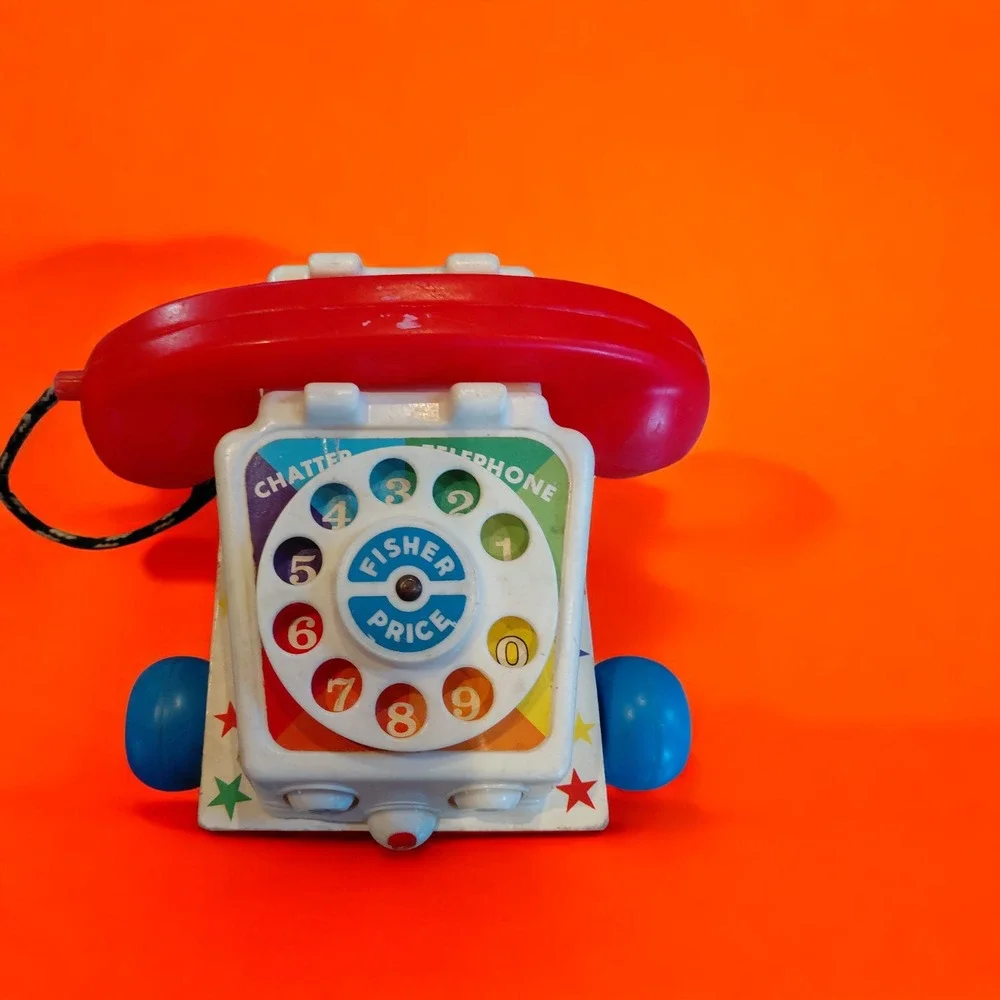 Vintage Fisher Price Chatter Telephone Pull Toy‎ Classic Rainbow Kids Play Toy